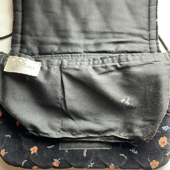 Cottagecore Quilted Floral Purse Black Velour Strap Soft Boho New Beginnings - Picture 7 of 12